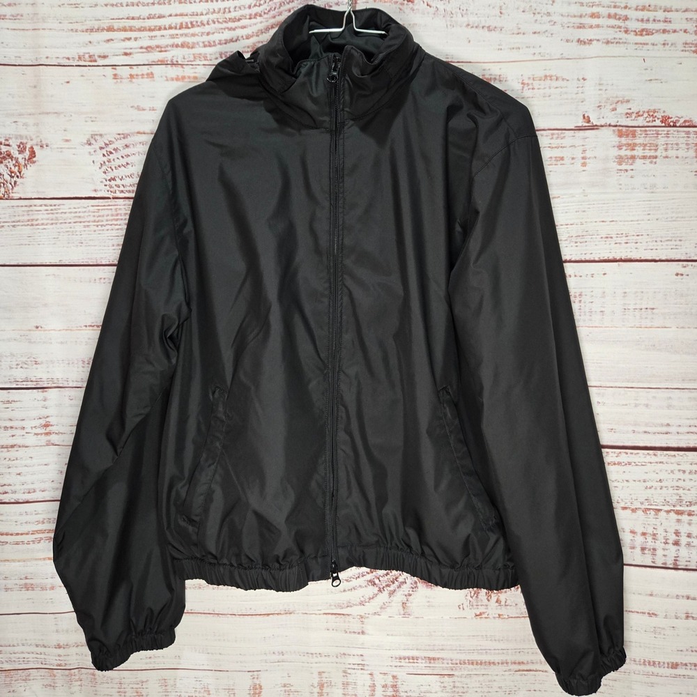 Ralph Lauren Sport Black Packable Hood Windbreaker‎ Jacket Men Med Full Zip Mesh